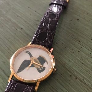 Vintage watch with duck and leather band